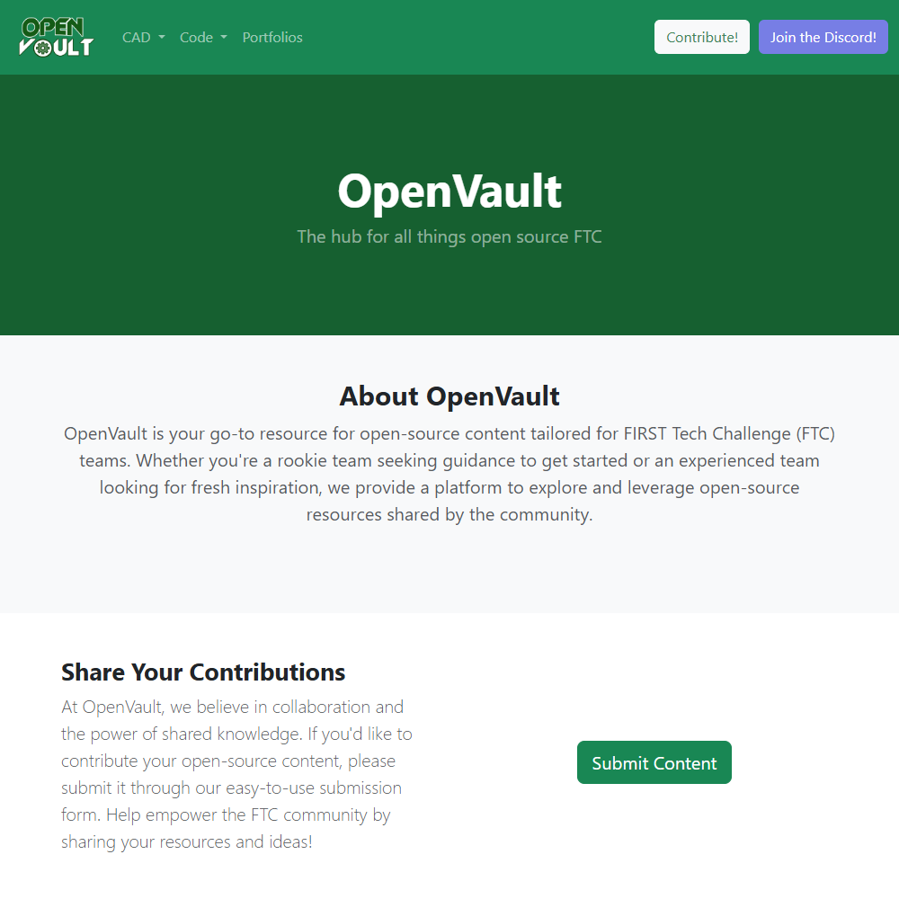 OpenVault website homepage